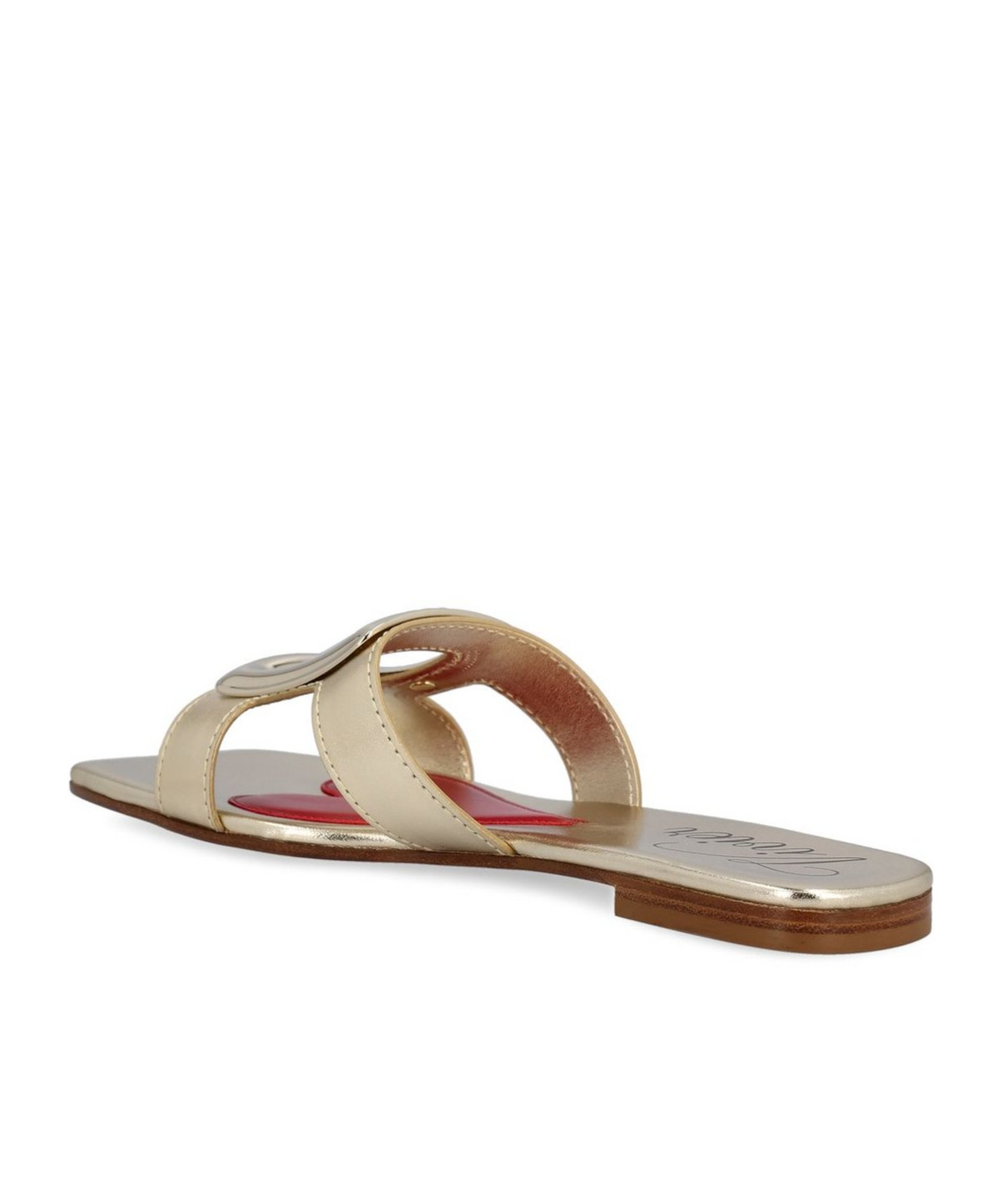 Roger Vivier Viv' By The Sea Metallic Leather Mules In Nude
