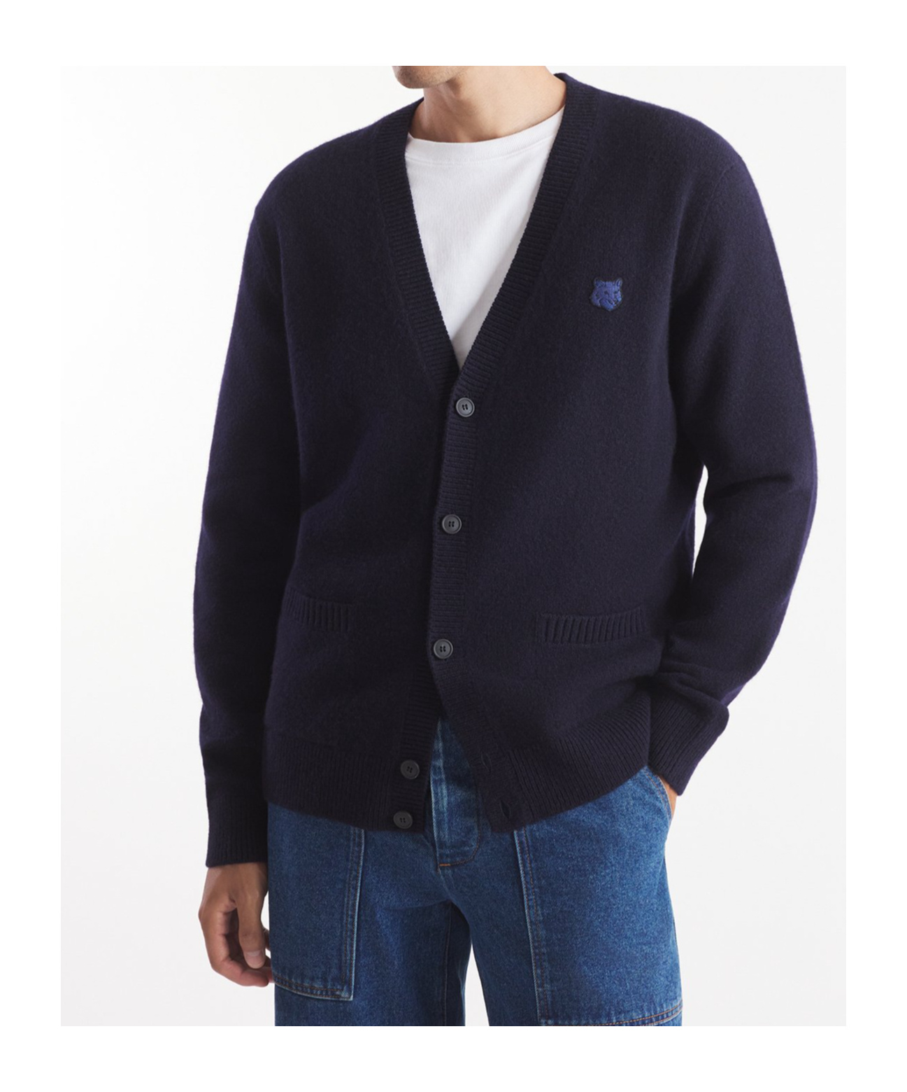 Shop Maison Kitsuné Bold Fox Head-patch Cardigan In Black
