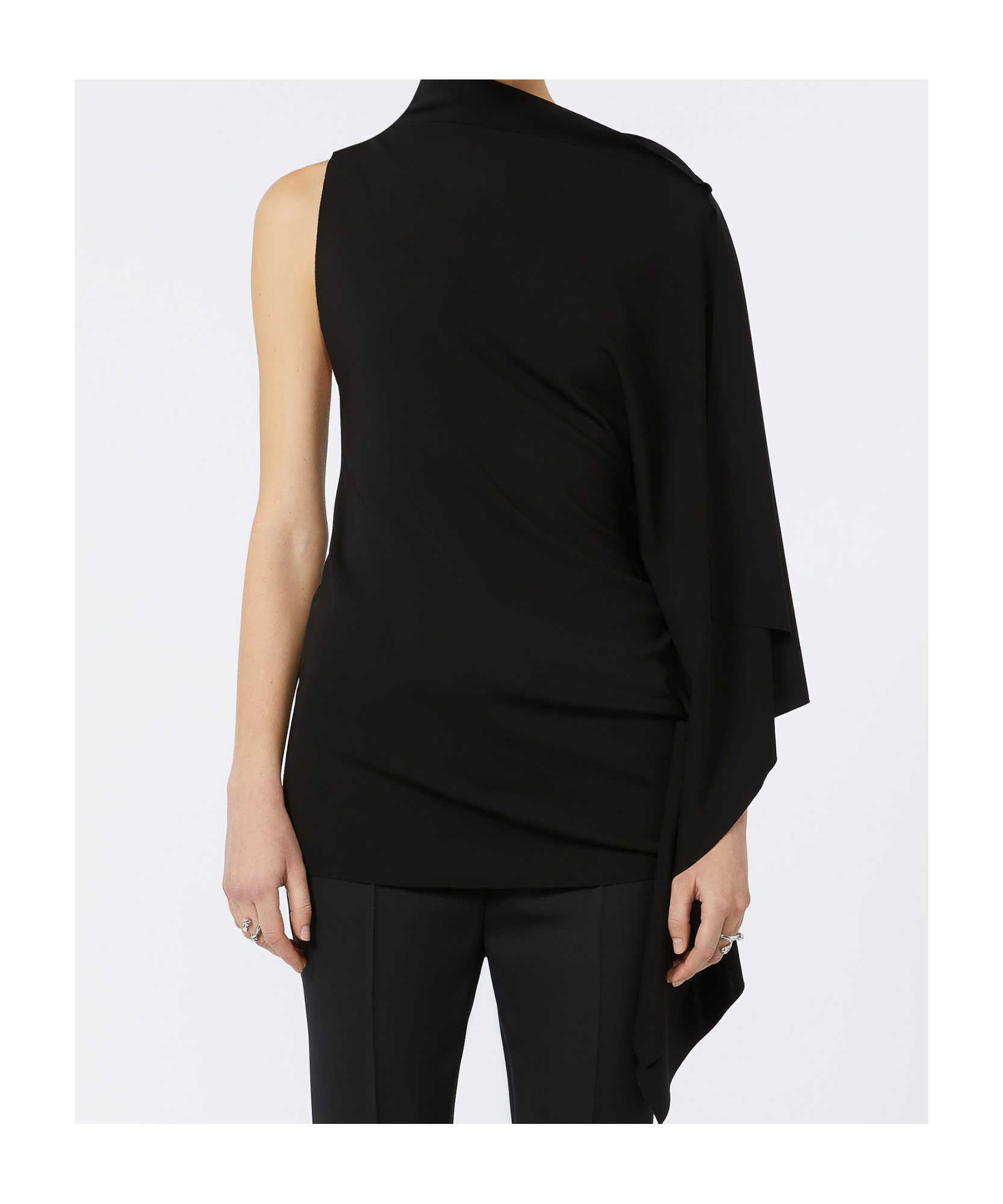 Sportmax Asymmetric Ruffled Top In Black