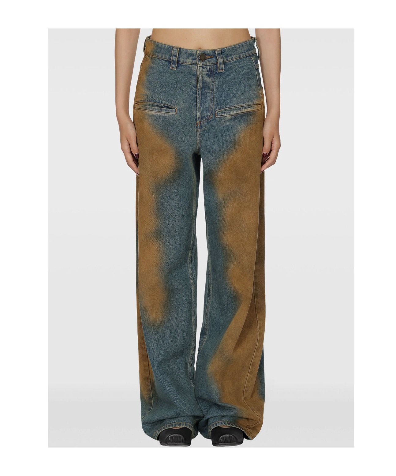 Uma Wang Belt-loop Jeans In Green