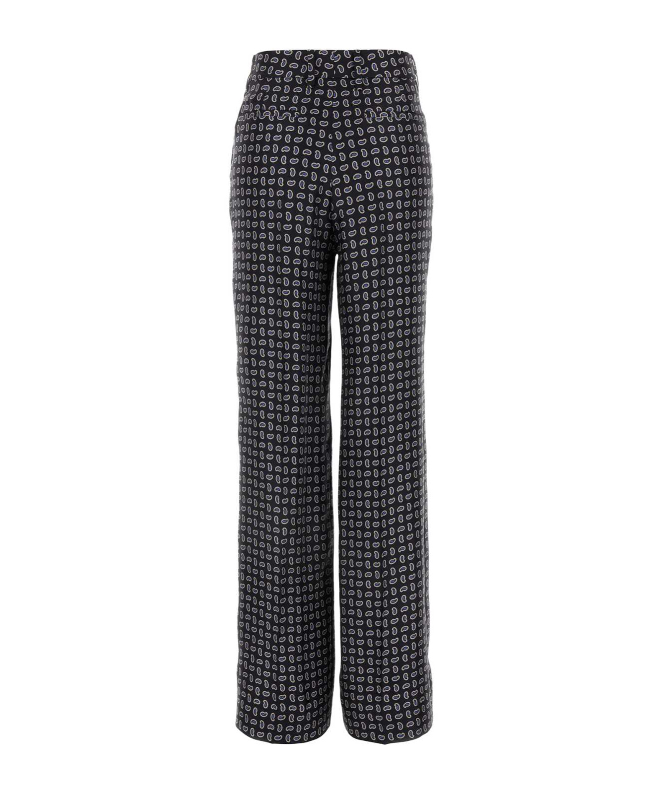 Prada Blue Silk Trousers With Paisley Print In Blue