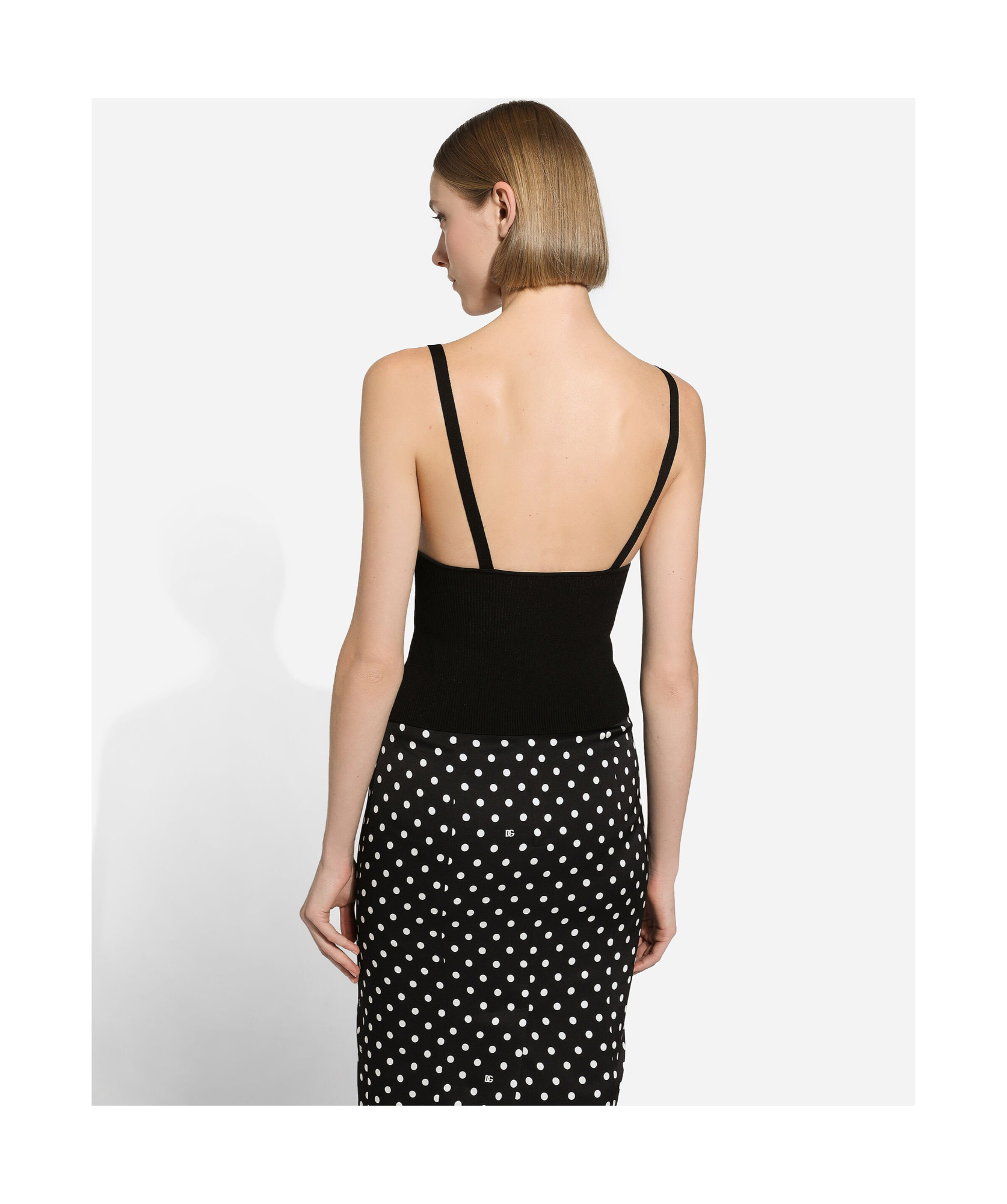Dolce & Gabbana Ribbed-knit Cropped Tank Top In Black
