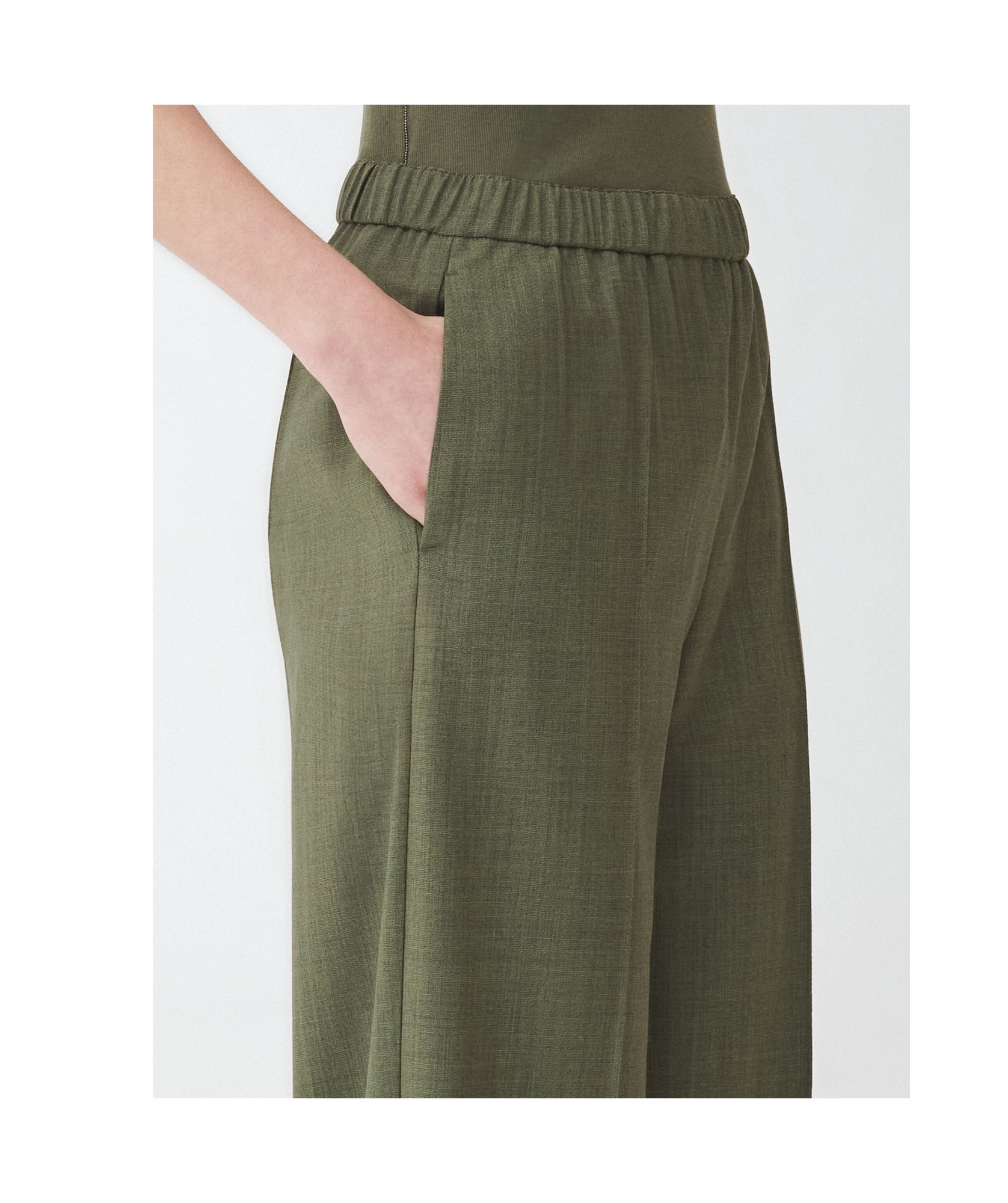 Fabiana Filippi Bistretch Wool Jogging Fit Trousers In Green