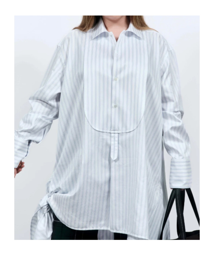 Jw Anderson Womens Knotted Detail Shirt Dress In White Blue In White
