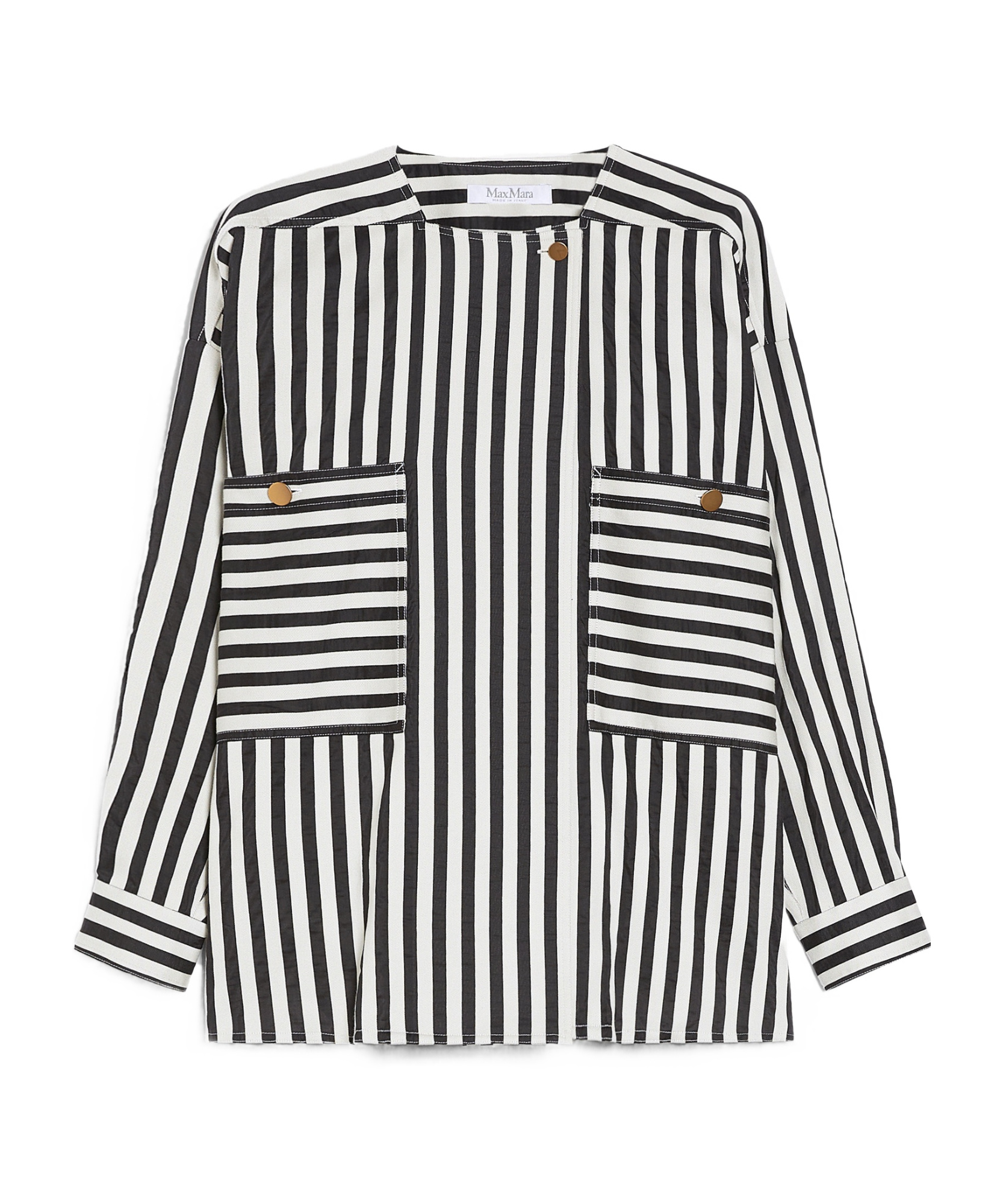 Max Mara Womens White Black Paio Striped Cotton And Silk-blend Shirt In Black