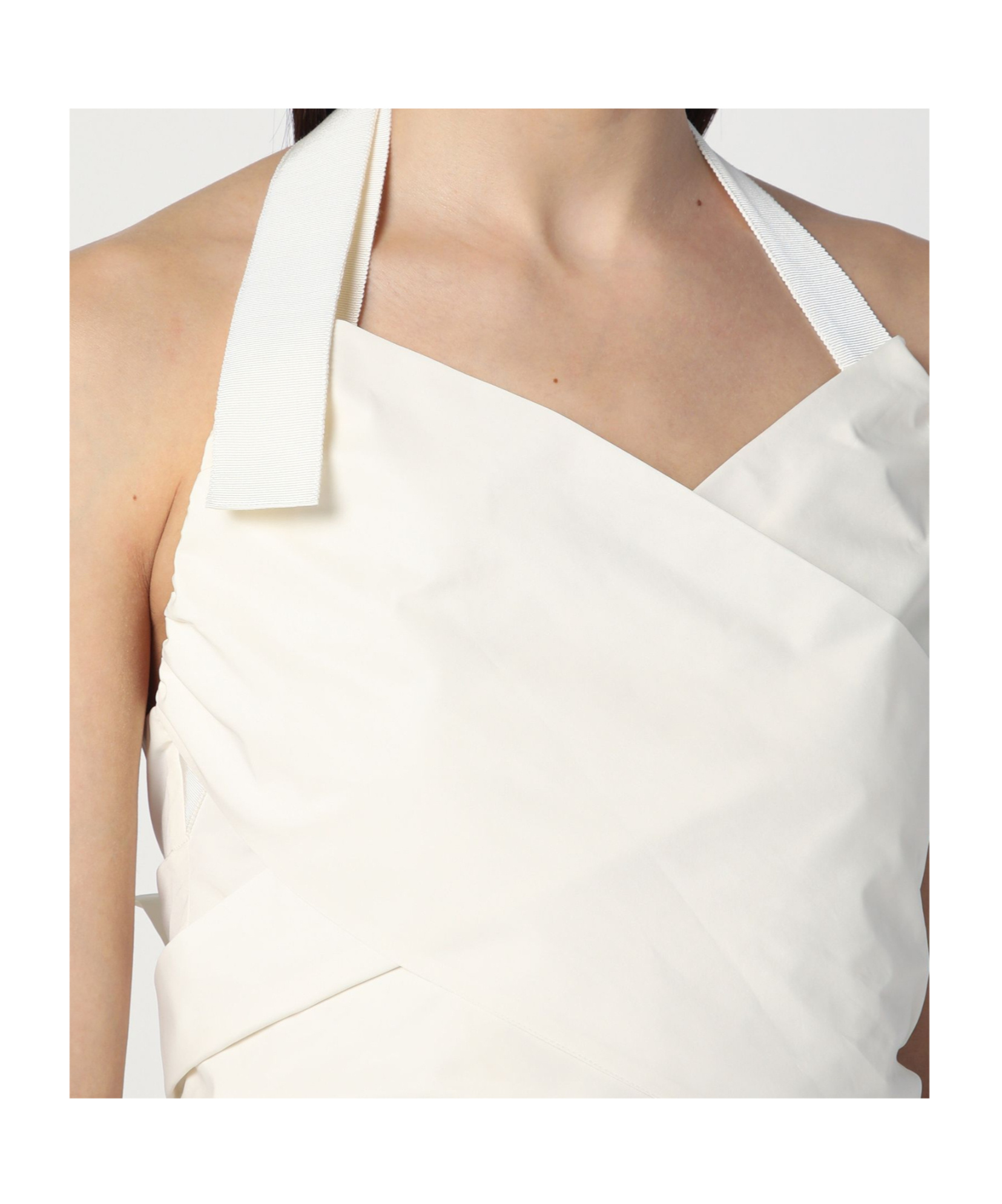 Patou Back Bow Halterneck Midi Dress In White