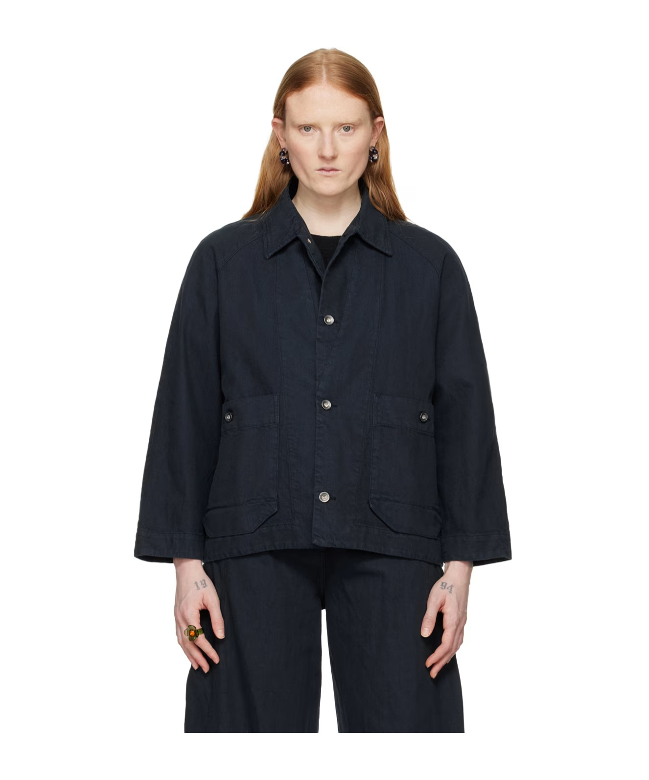 Henrik Vibskov Navy Delivery Denim Jacket In Black