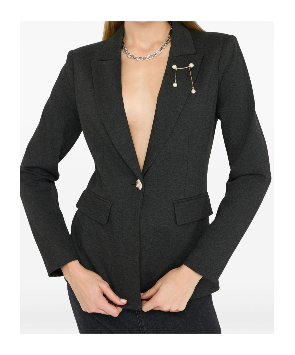 Liu •jo Blazer With Brooch Detail In Black