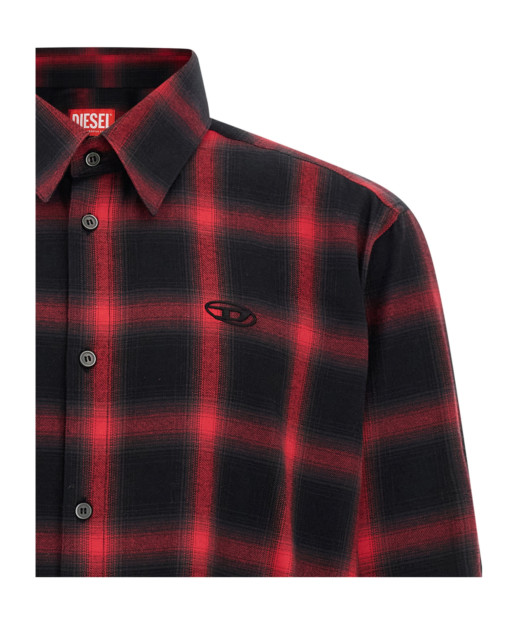 Diesel S-simply-check-hgbt Shirt And Blouse Black In Red