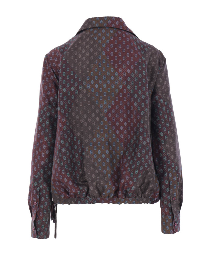Dries Van Noten 01160-cedal 2127 Argyle Tie Motif Printed Silk Habotai Shirt Shirts Bordeaux In Black