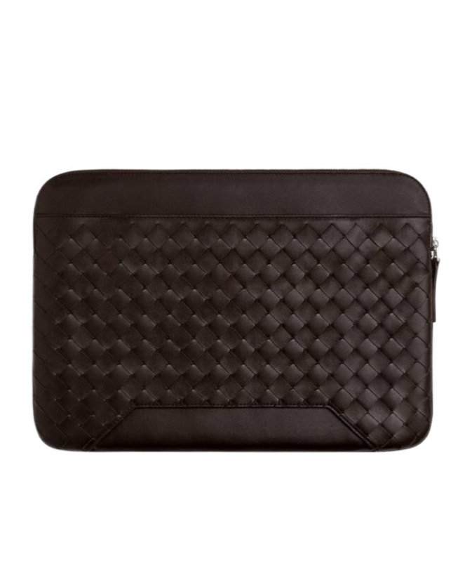 Bottega Veneta Intrecciato Leather Getaway Documents Case In Black