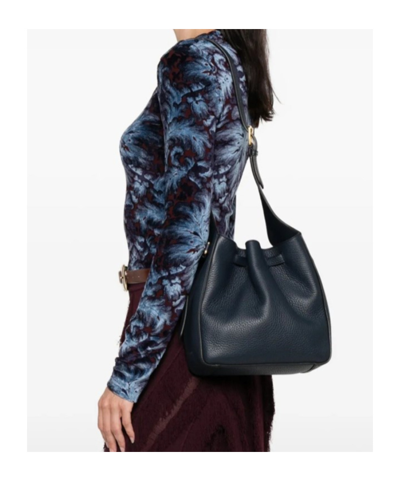 Mulberry Lyra Drawstring Leather Bucket Bag In Black