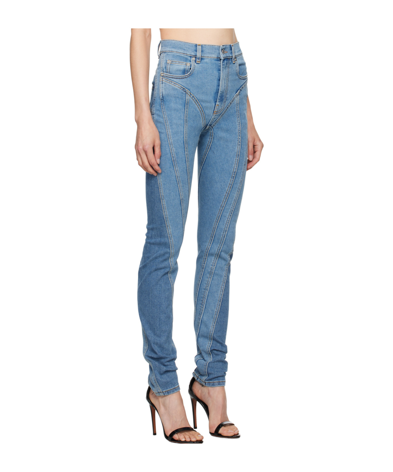 Mugler Belt-loop Jeans In Blue