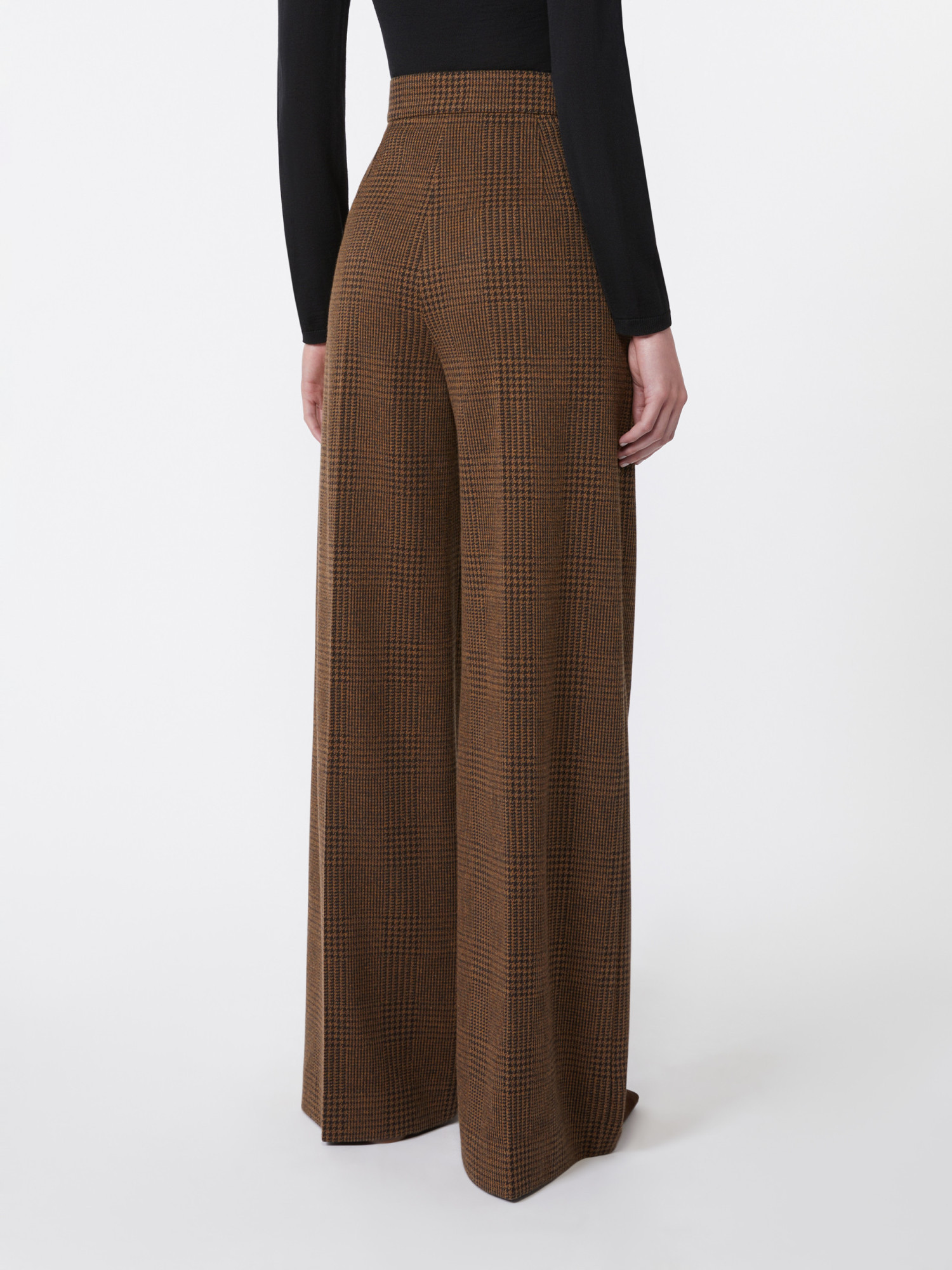 Max Mara Patterned Cotton And Wool Jersey Trousers In Brown