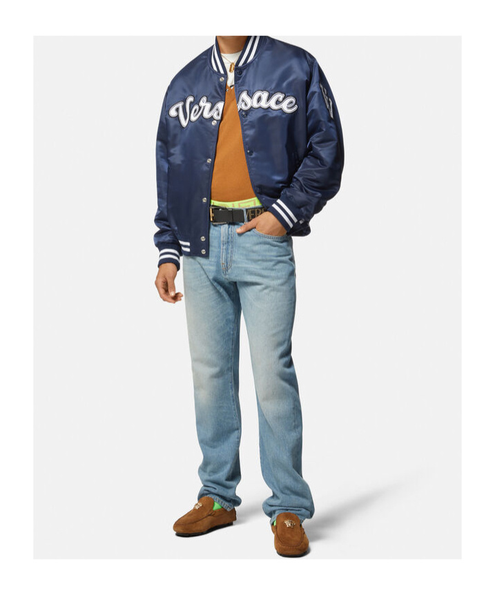 VERSACE VERSACE LOGO EMBROIDERED BUTTON-UP JACKET