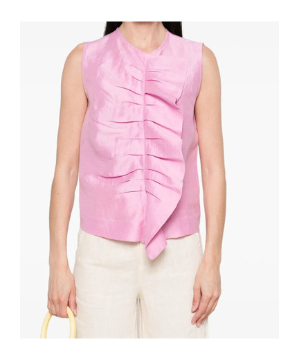 Mazzarelli Pleated Vest In Rose Pink