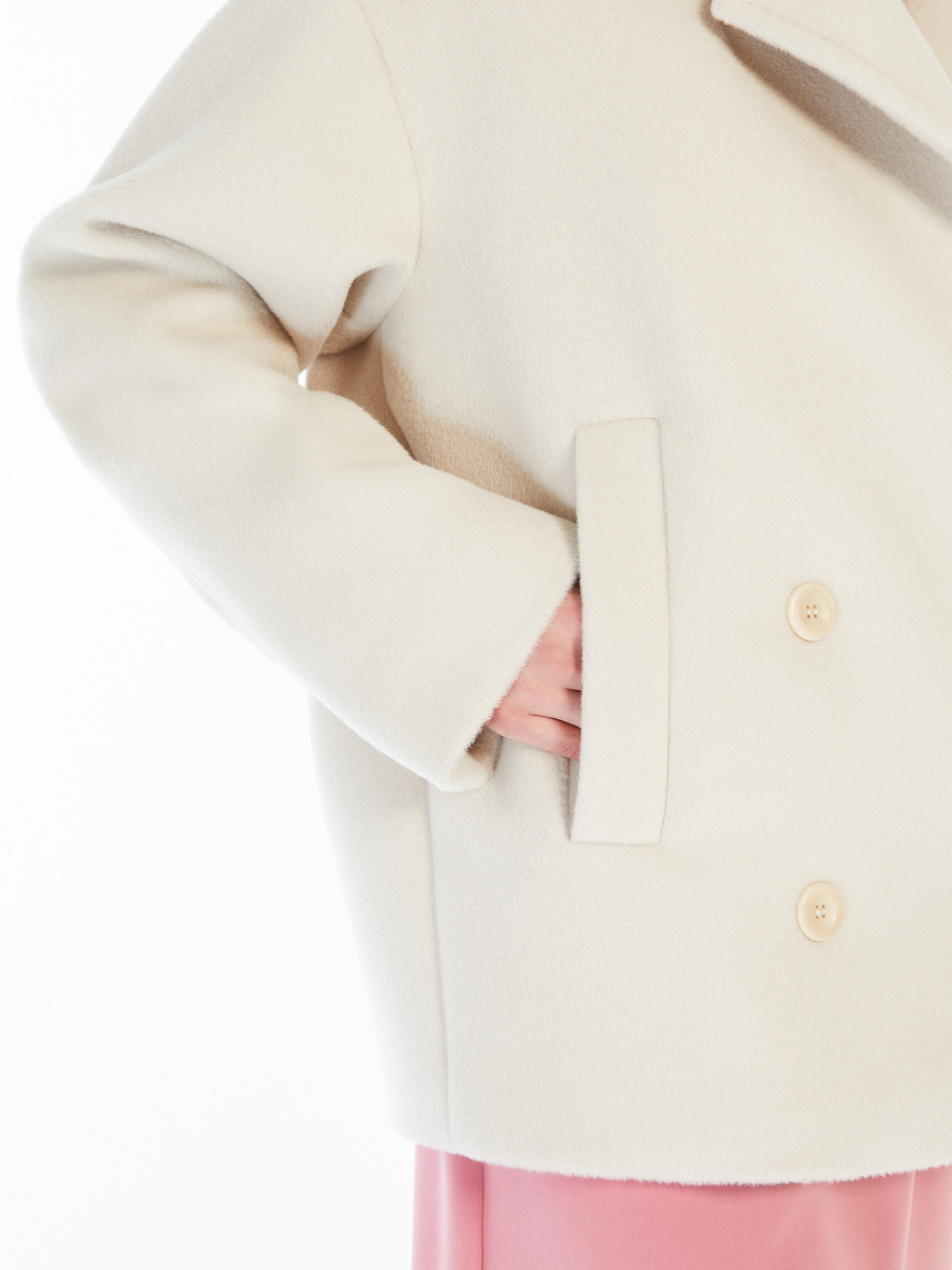 Max Mara Alpaca Wool And Wool Coats In White