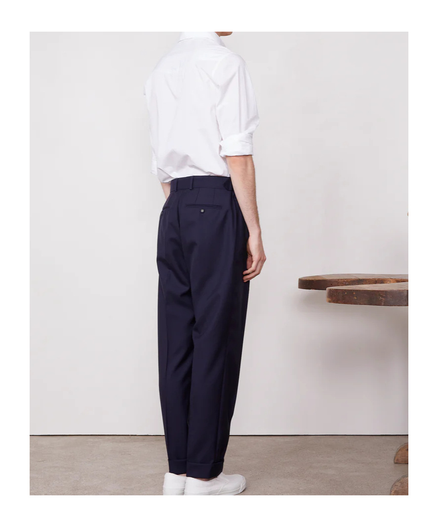 Officine Generale Officine Générale Pierre Formal Pants In Deep Navy Blue