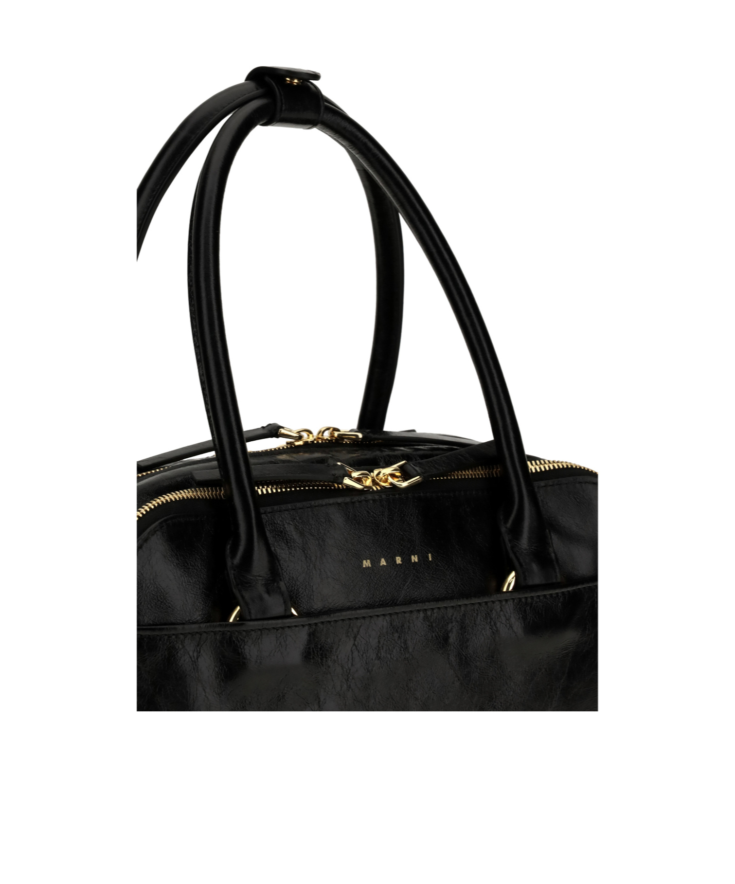 Marni Black Calf Leather Bos Taurus Handbag In Purple