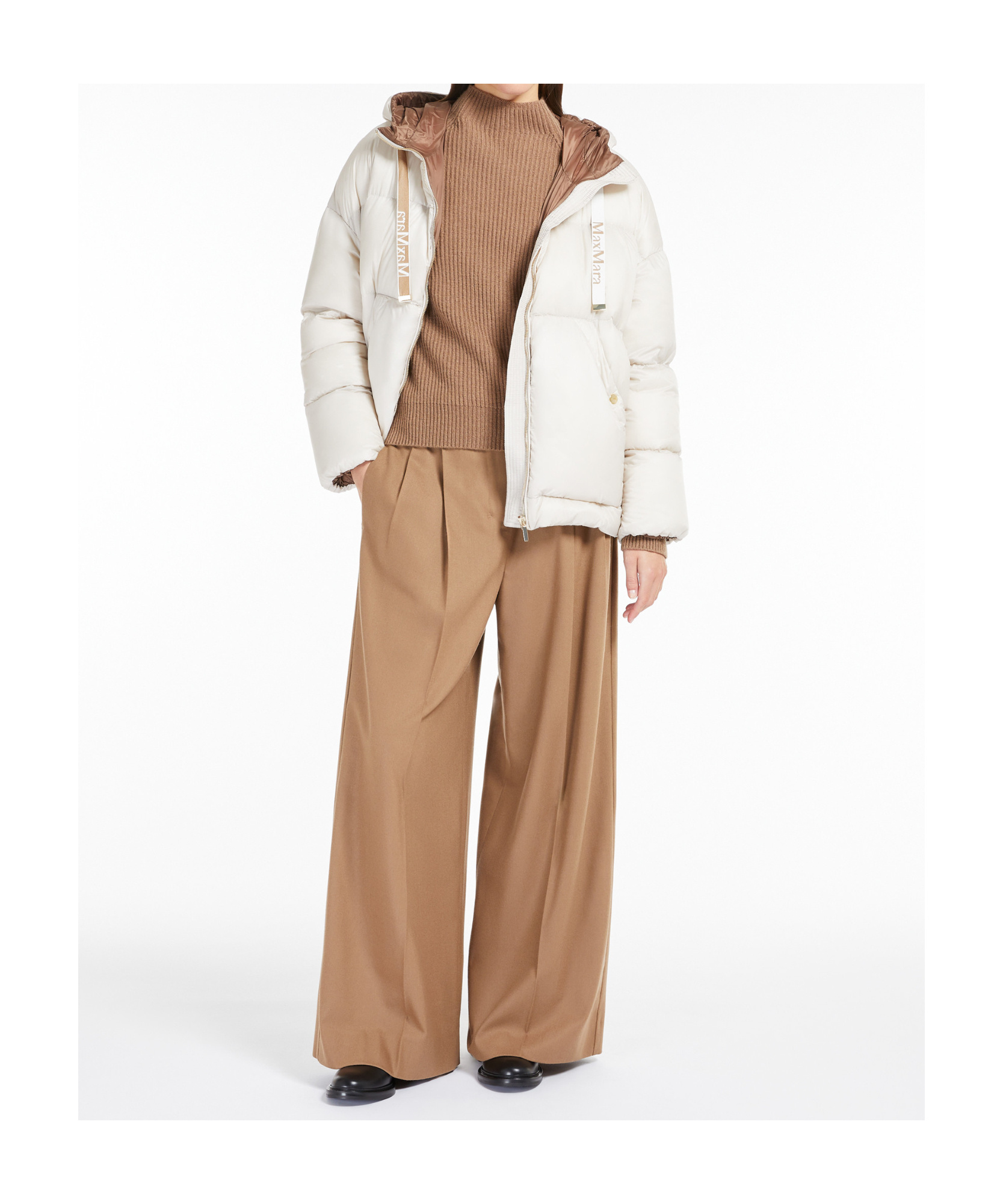 Max Mara Long-sleeved Down Jacket In White