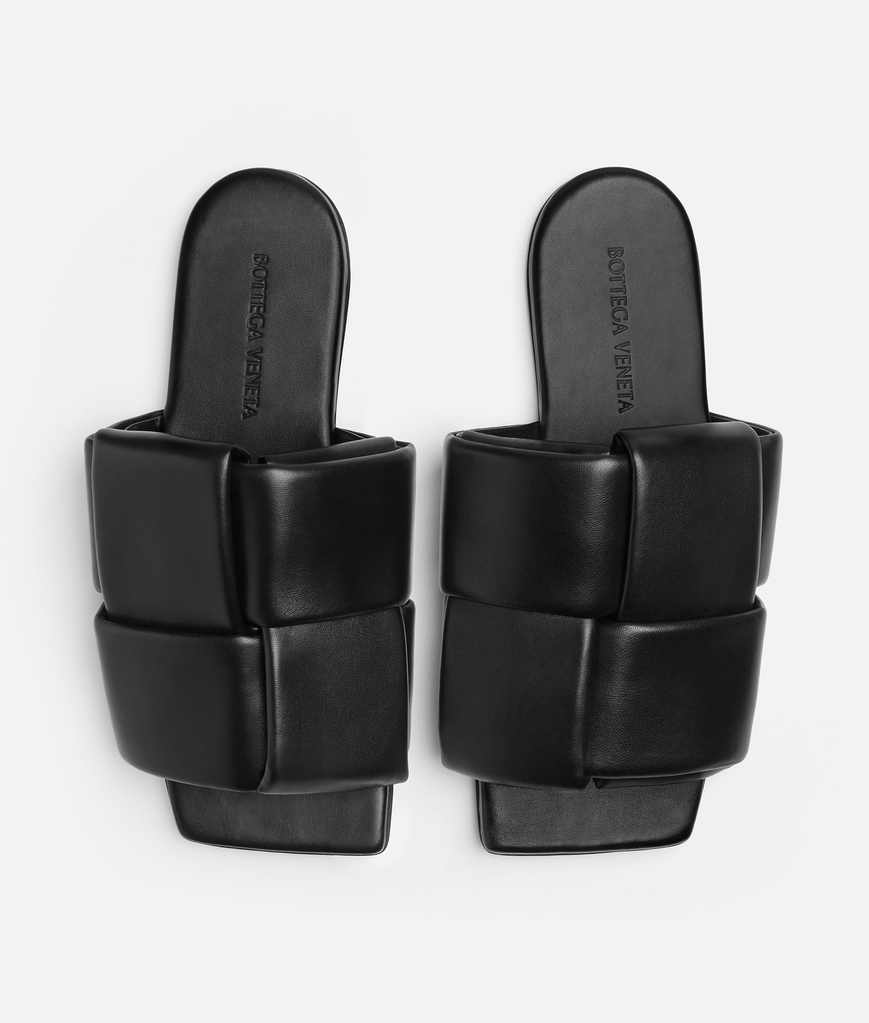 Shop Bottega Veneta Interwoven Leather Flat Sandals In Black