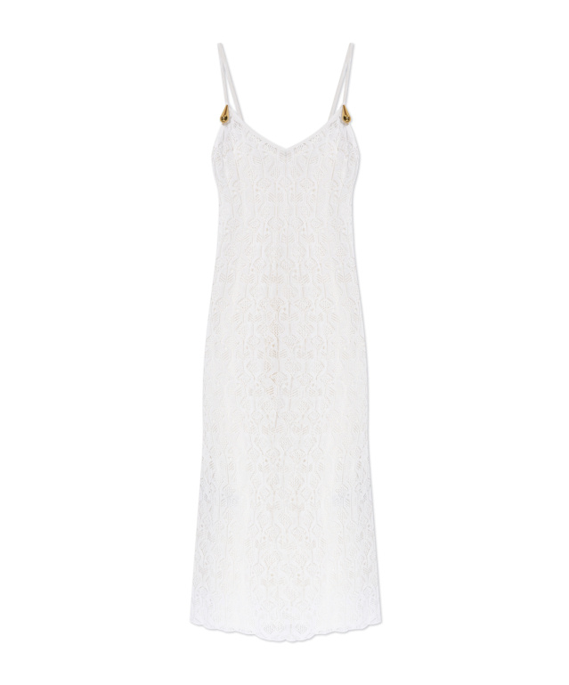Bottega Veneta Embellished Open-knit Cotton And Silk-blend Midi Dress In White