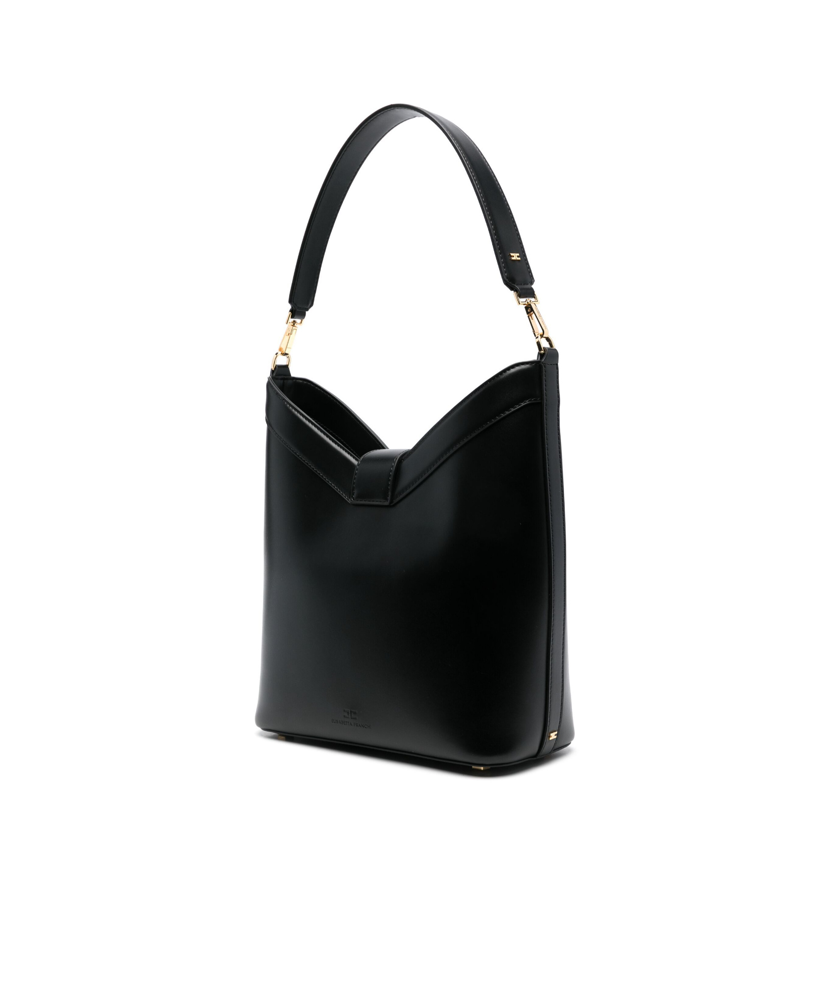Shop Elisabetta Franchi Logo-buckle Shoulder Bag In Black