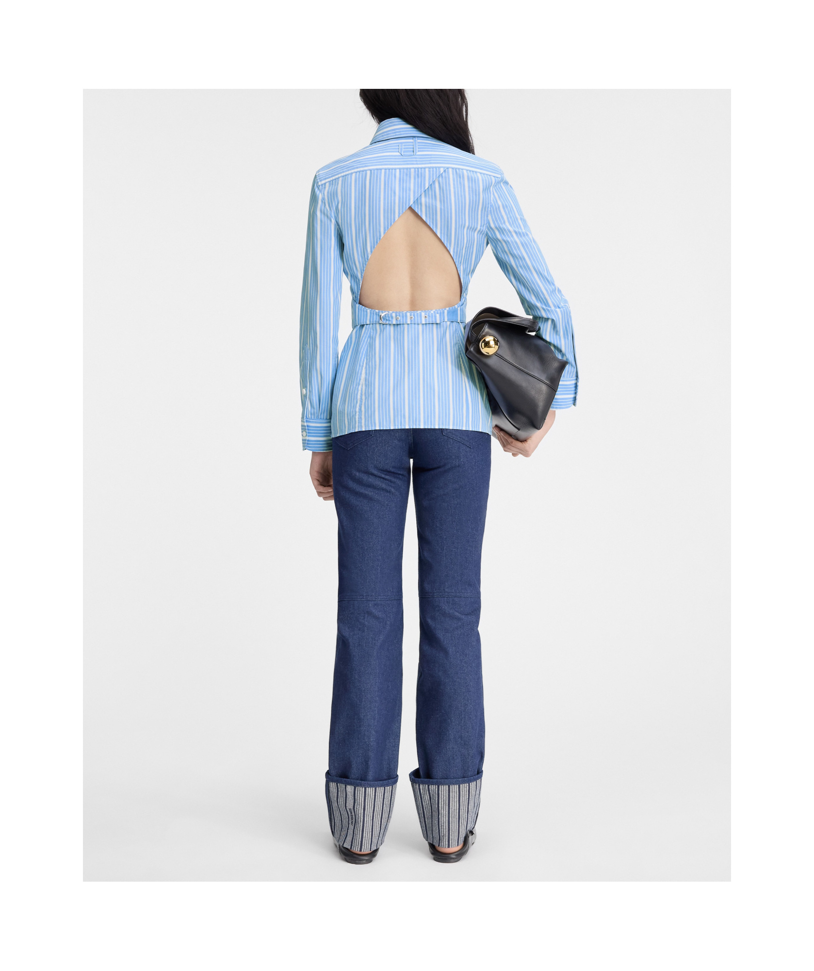 Jacquemus Striped Shirt With Cut-out In Blue