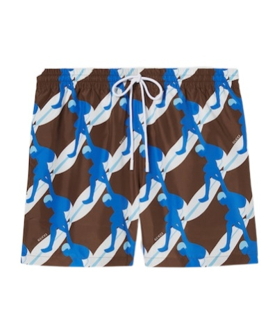 Gucci Printed Swim Shorts In Blue