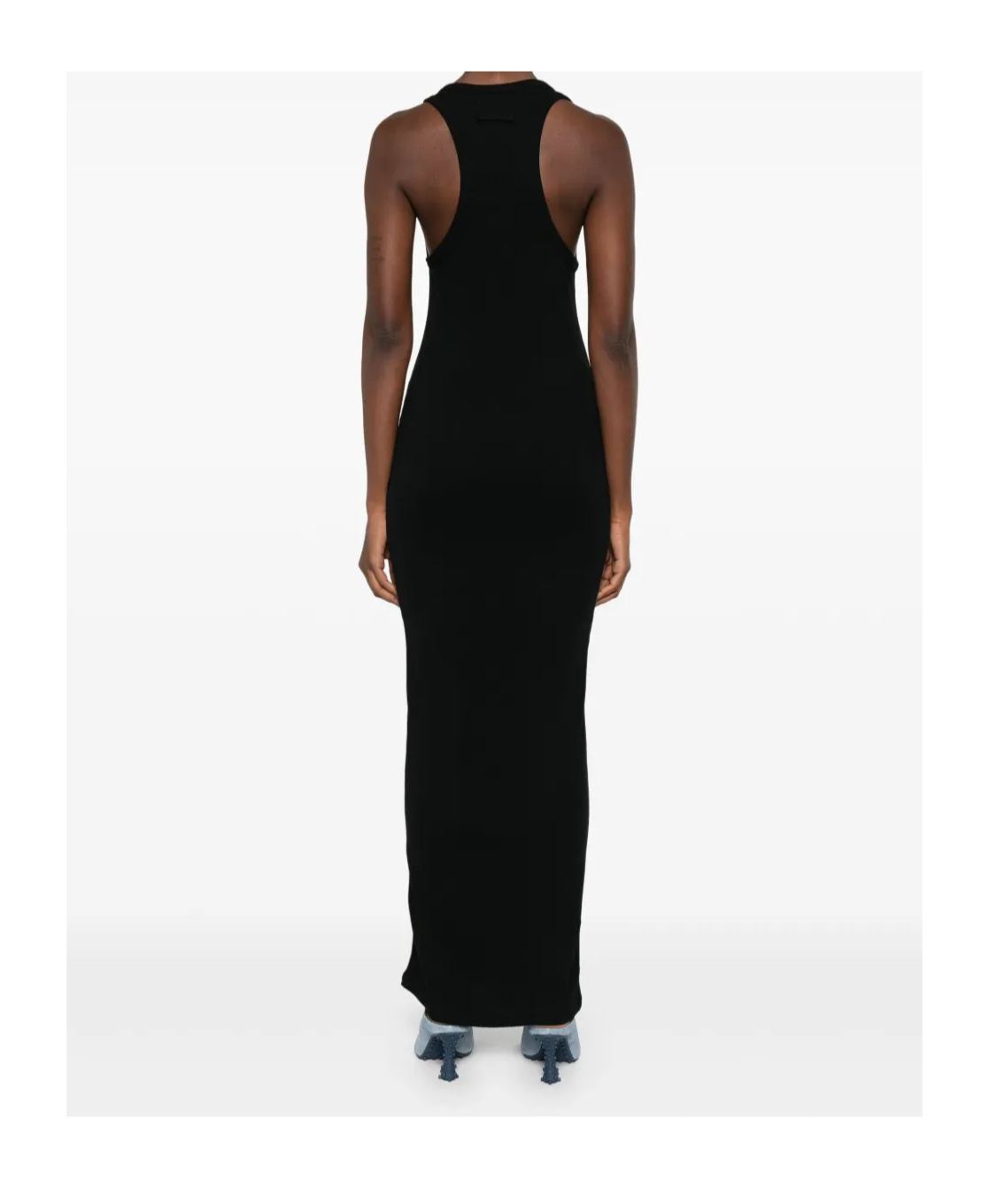 Jean Paul Gaultier Piercing Cotton Jersey Maxi Dress In Black