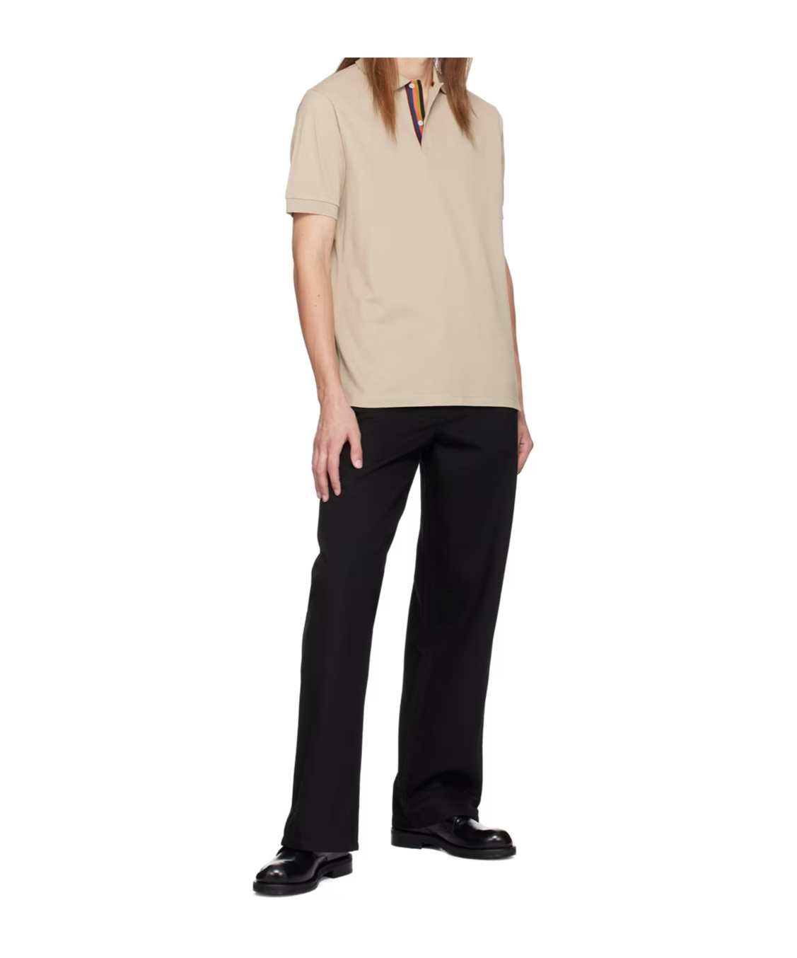 Shop Paul Smith Striped Placket Polo Shirt In Nude
