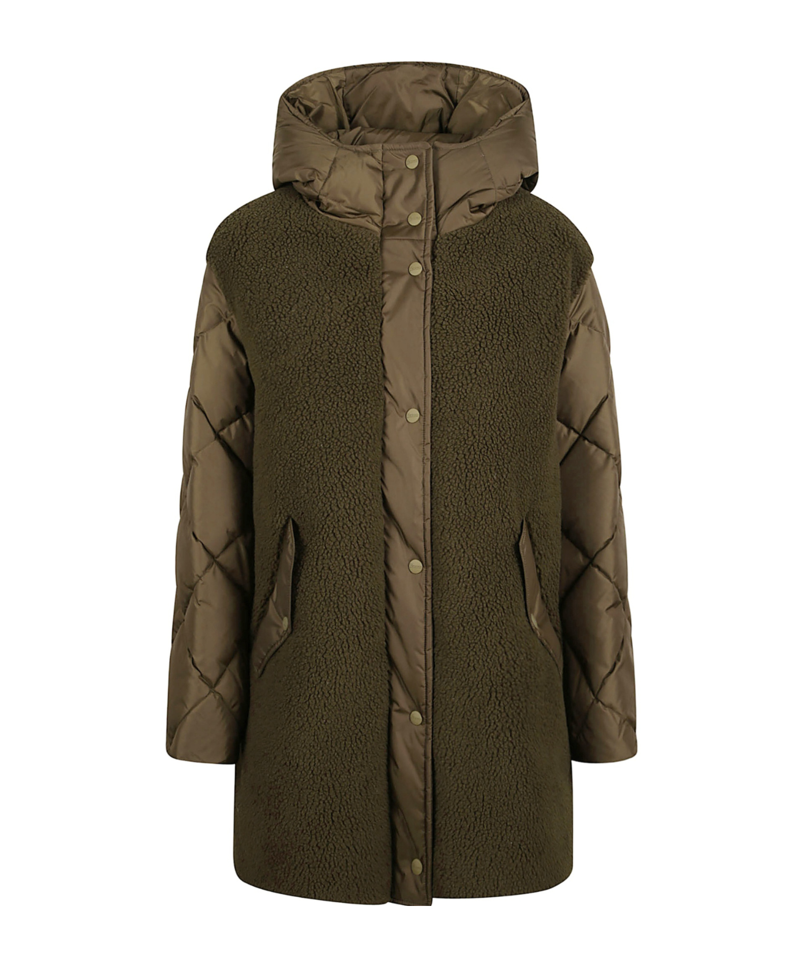 Herno Long-sleeved Hooded Down Jacket In Green