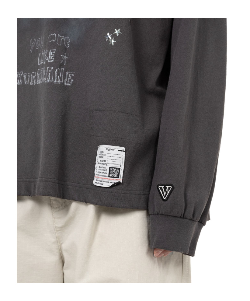 Miharayasuhiro Maison Mihara Yasuhiro Distressed Graphic T-shirt With Logo Patches And Embellishments In Gray