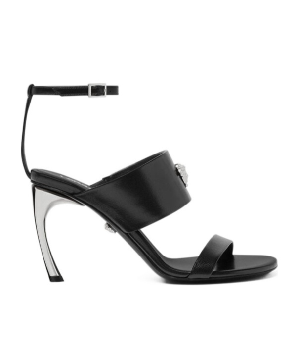 Versace Medusa Head-embellished Ankle-strap Sandals In Black