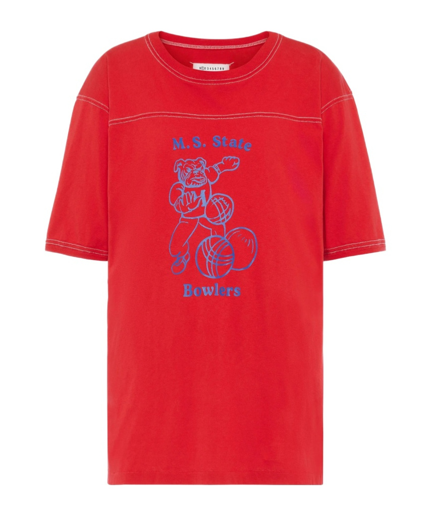 Maison Margiela Graphic-print Crew-neck T-shirt In Red