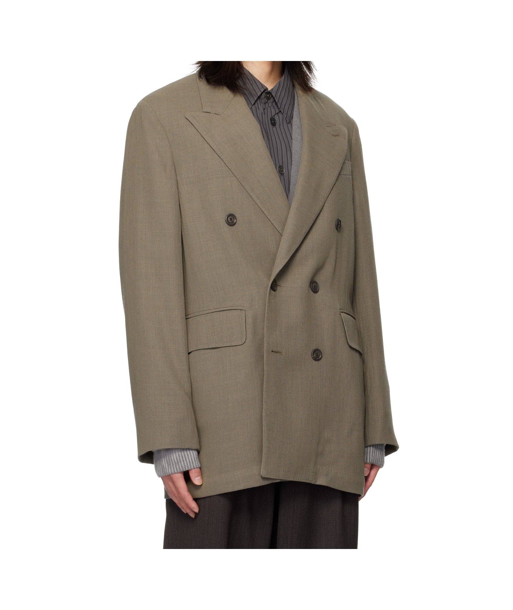 Our Legacy Gray Sharp Db Blazer In Green
