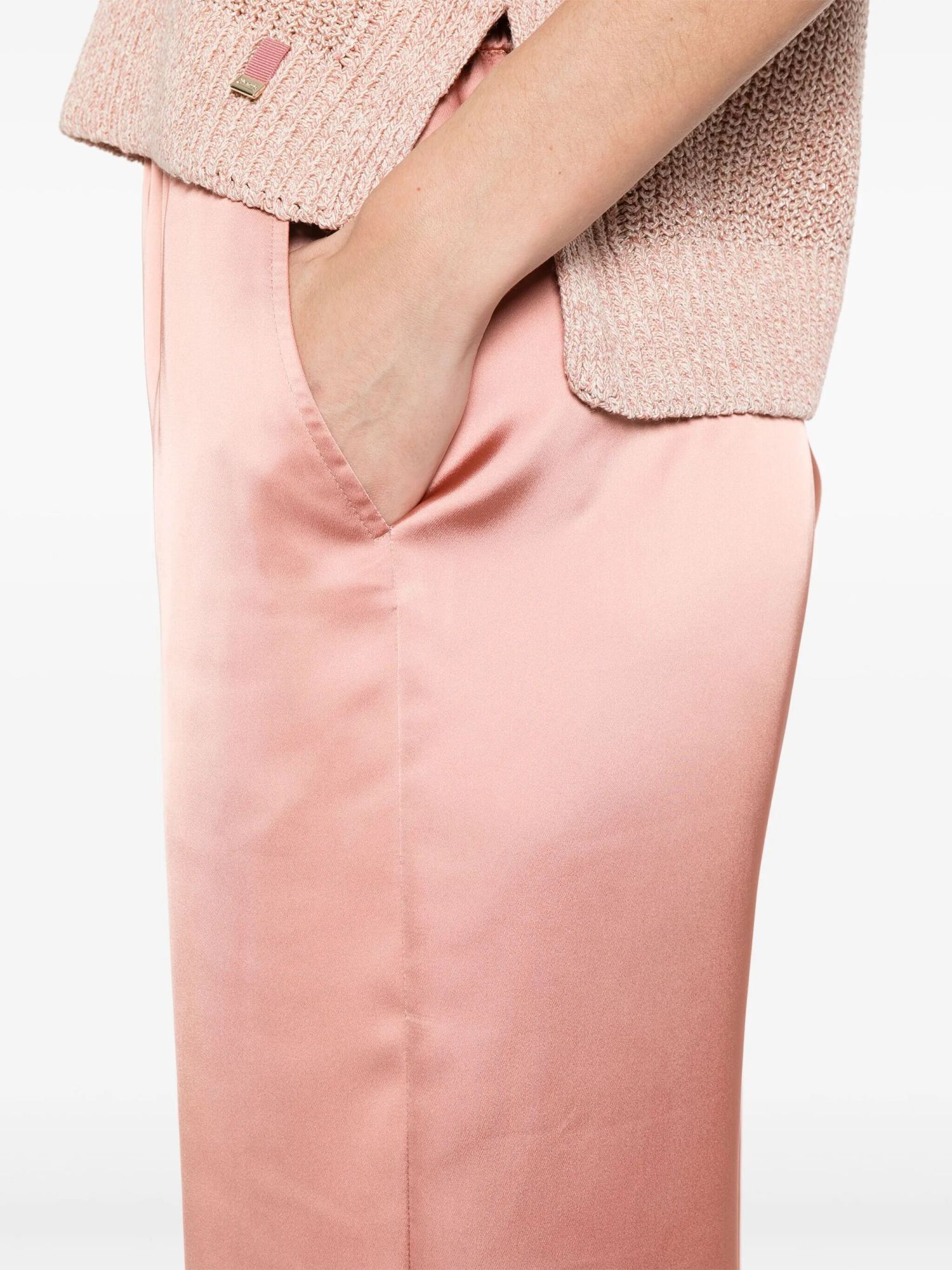 Herno Wide Leg Satin Trousers In Pink