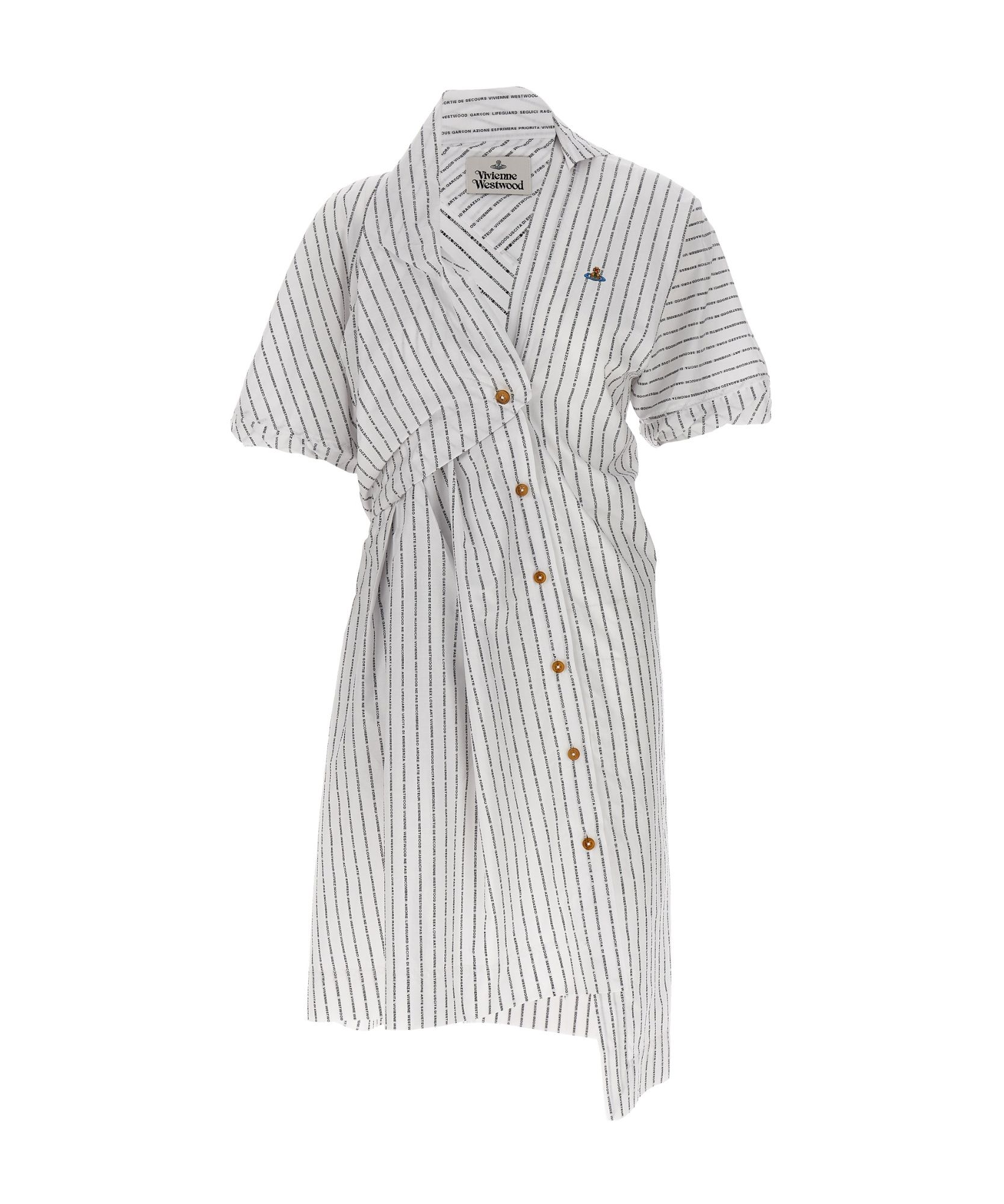 Shop Vivienne Westwood Logo-striped Asymmetric Dress In White