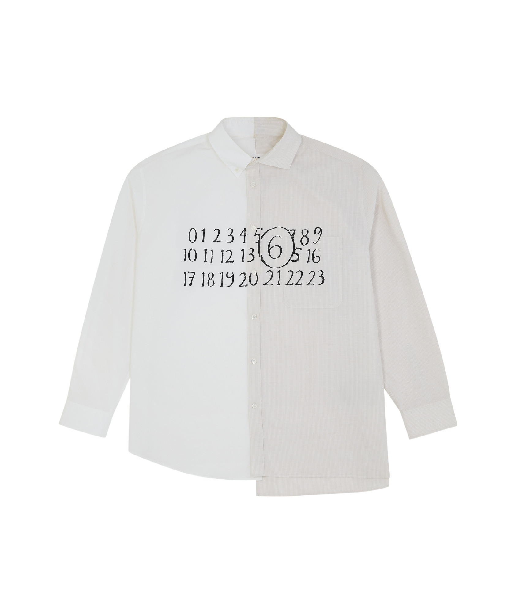 Mm6 Maison Margiela Asymmetric Numeric Shirt With In White