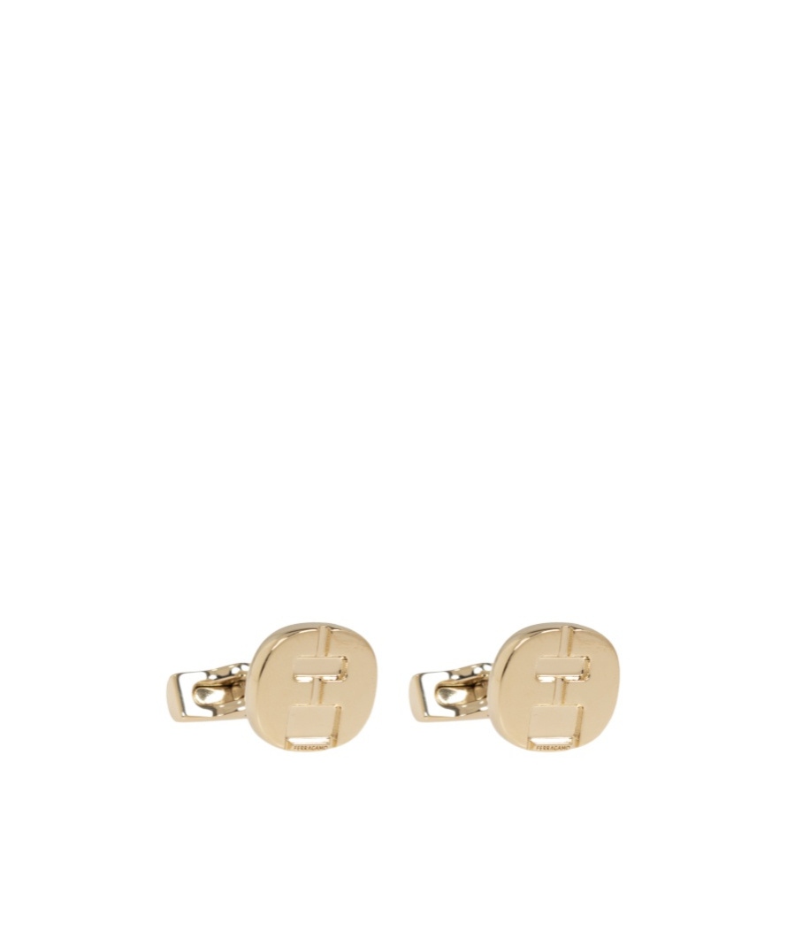Ferragamo Logo Pattern Cufflinks In Nude