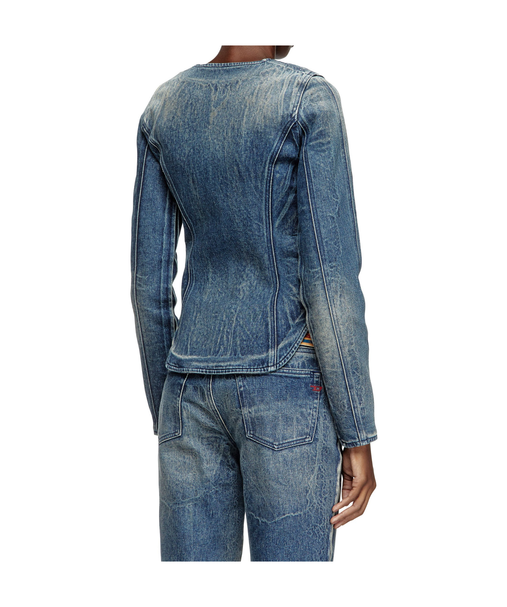 Diesel Jacket In Ghost Embossed Denim In Blue