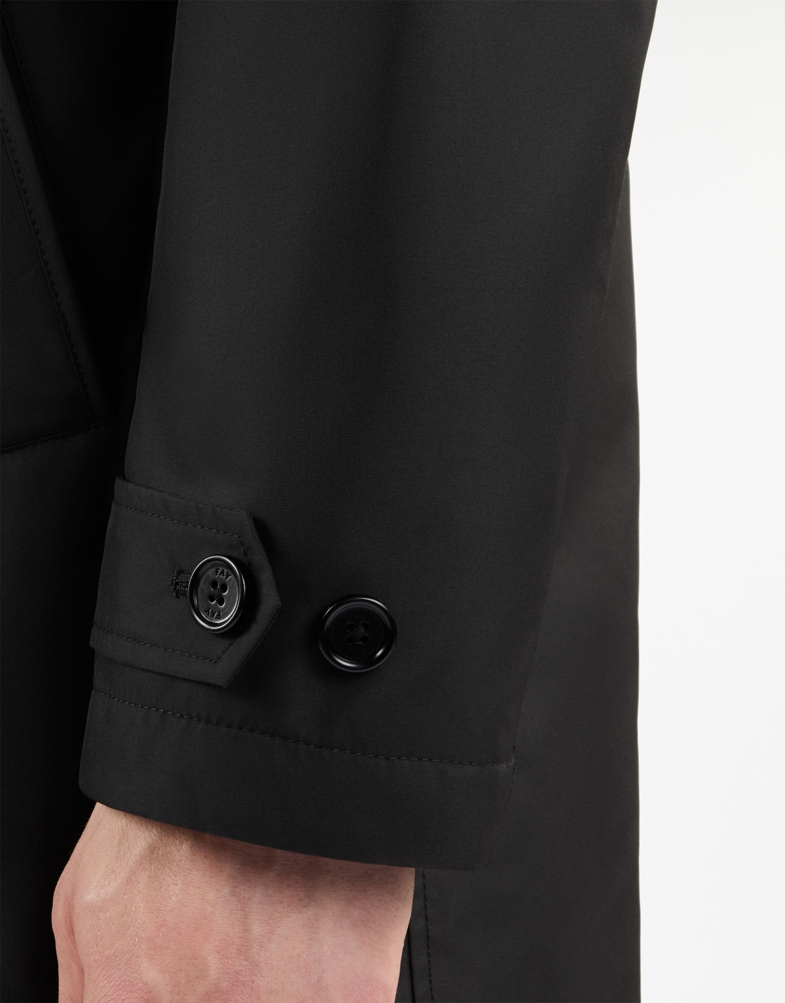 Fay Morning Coat In Technical Poplin In Black