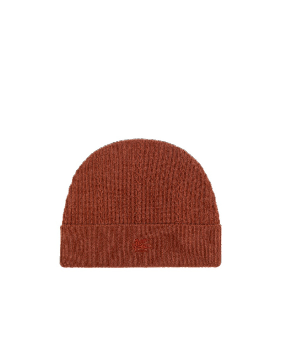 Etro Logo-embroidered Wool And Cashmere Beanie In Red