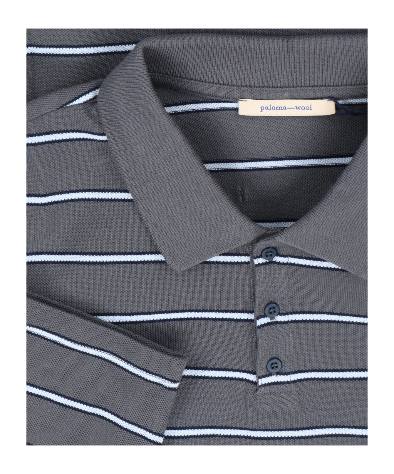 Paloma Wool Striped Long-sleeved Polo Shirt In Gray