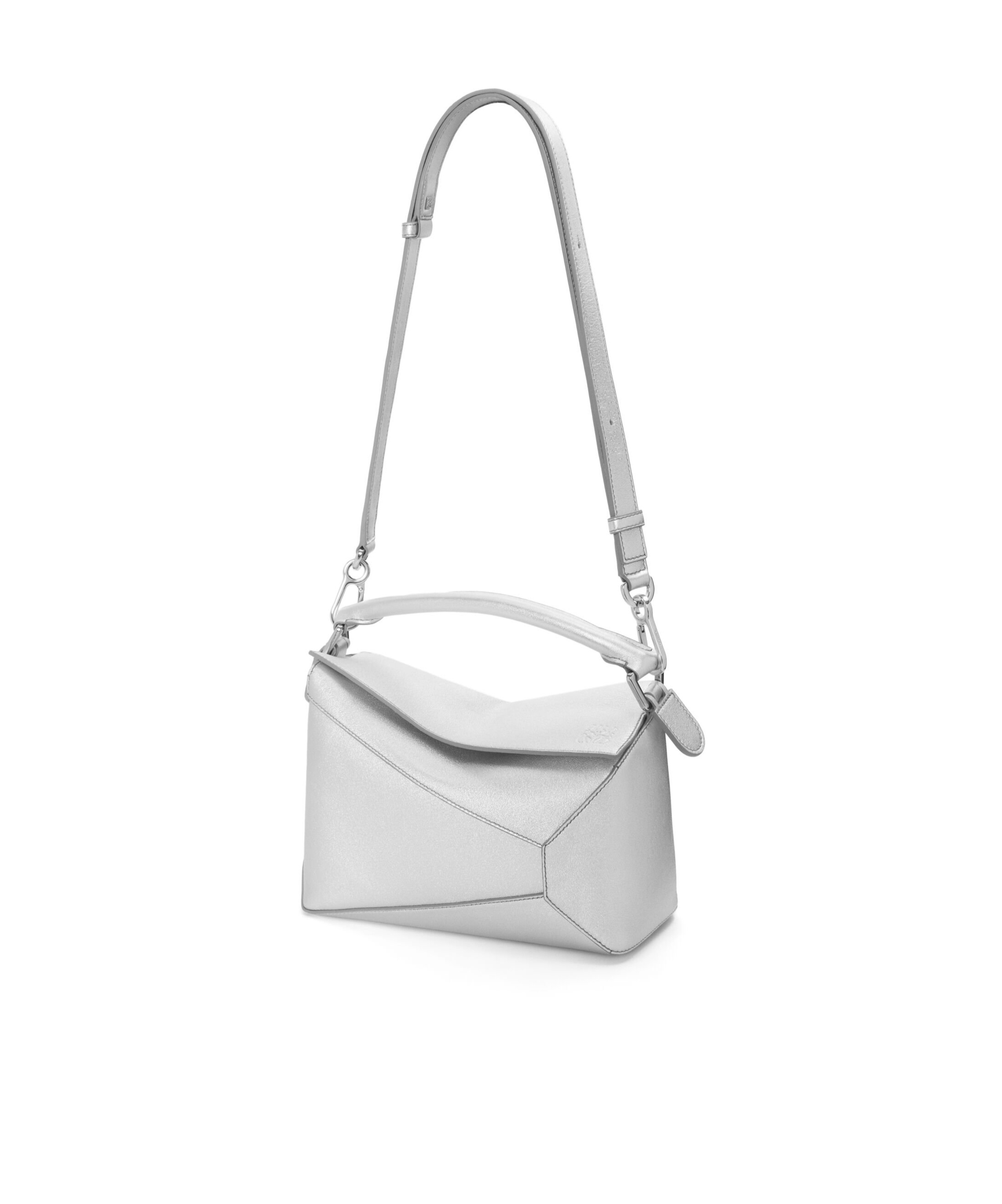 Loewe Mini Puzzle Leather Shoulder Bag In Gray
