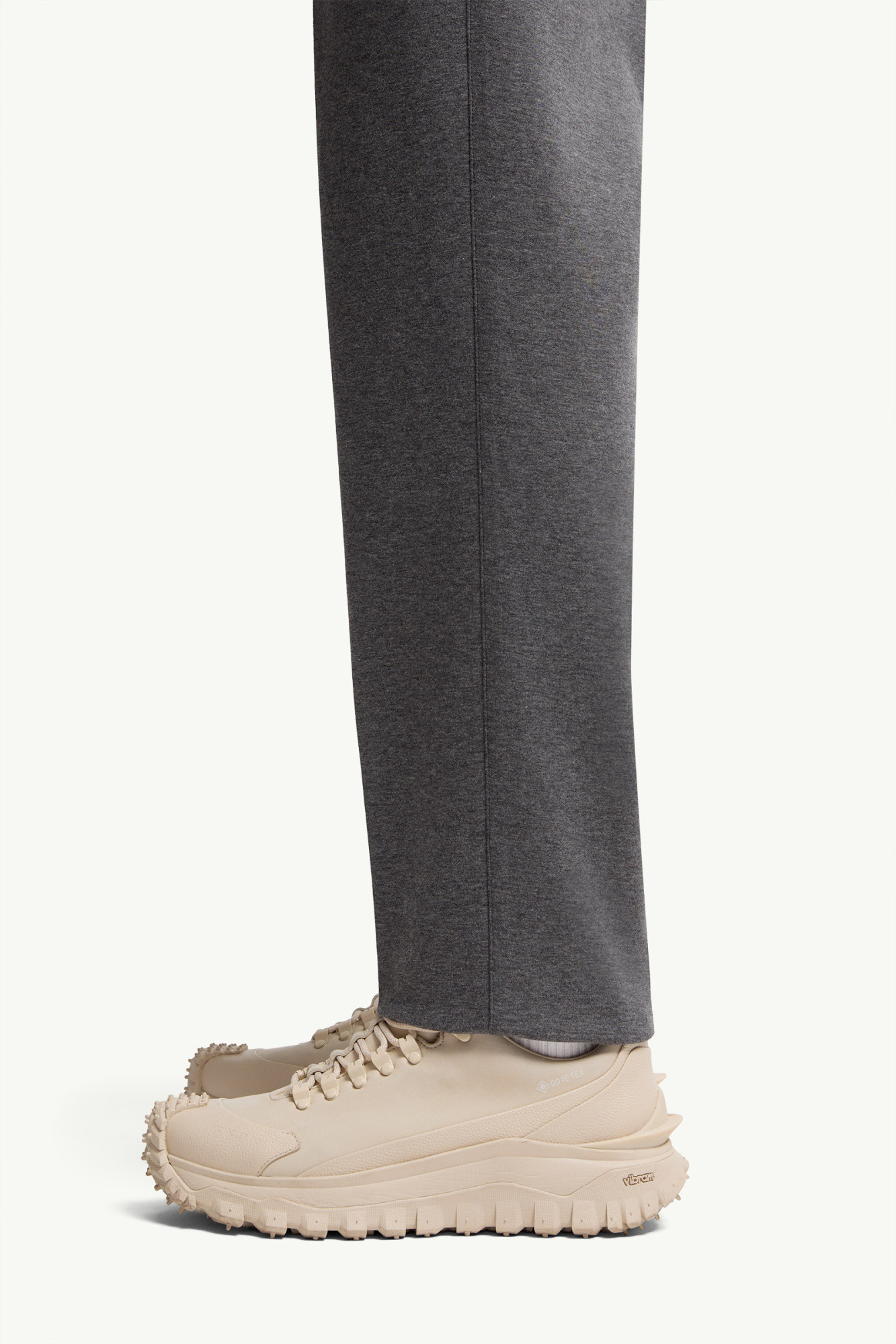 Moncler Cotton Blend Tailored Trousers In Gray