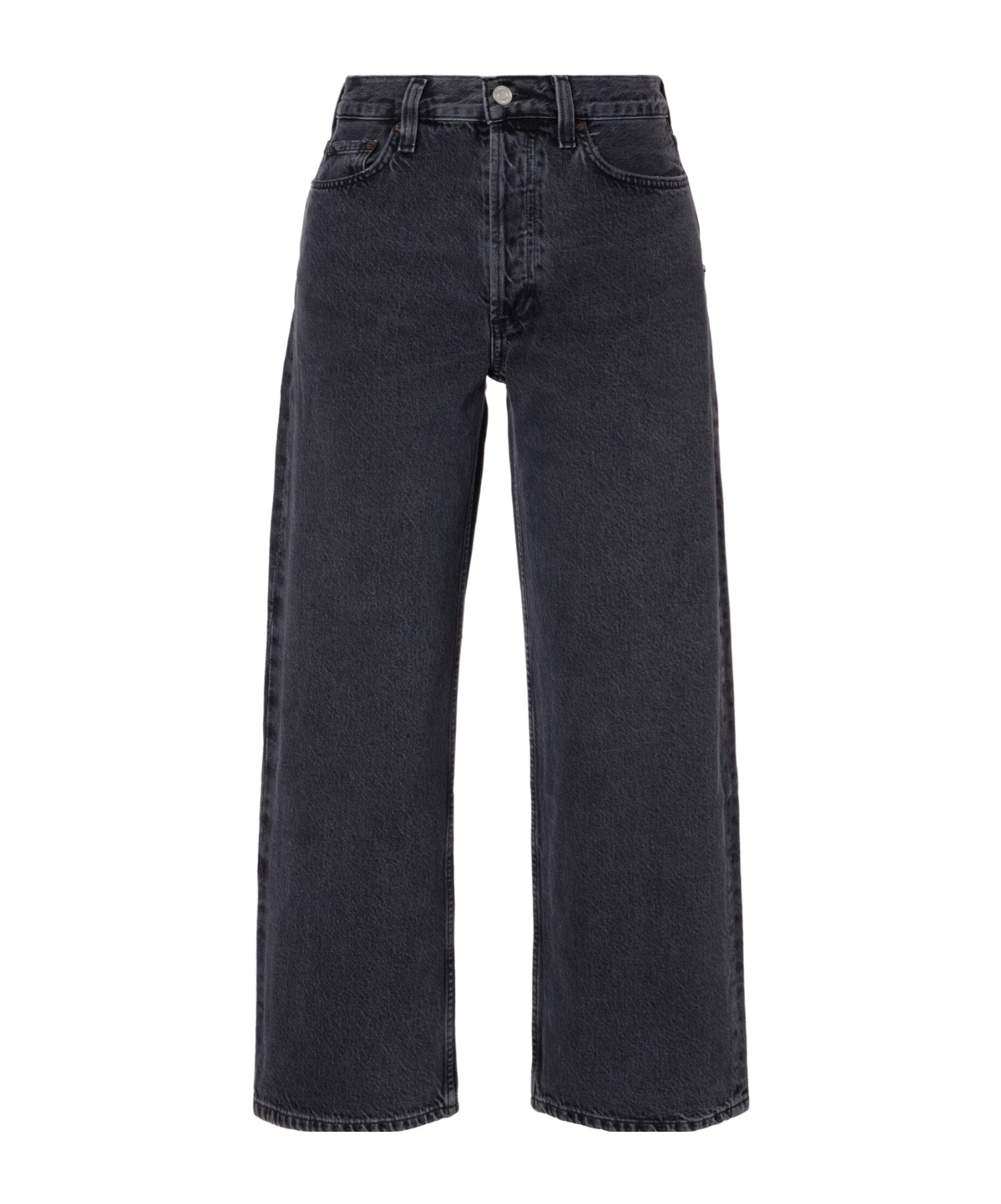 Agolde Arc Mid-rise Wide-leg Denim Trousers In Black