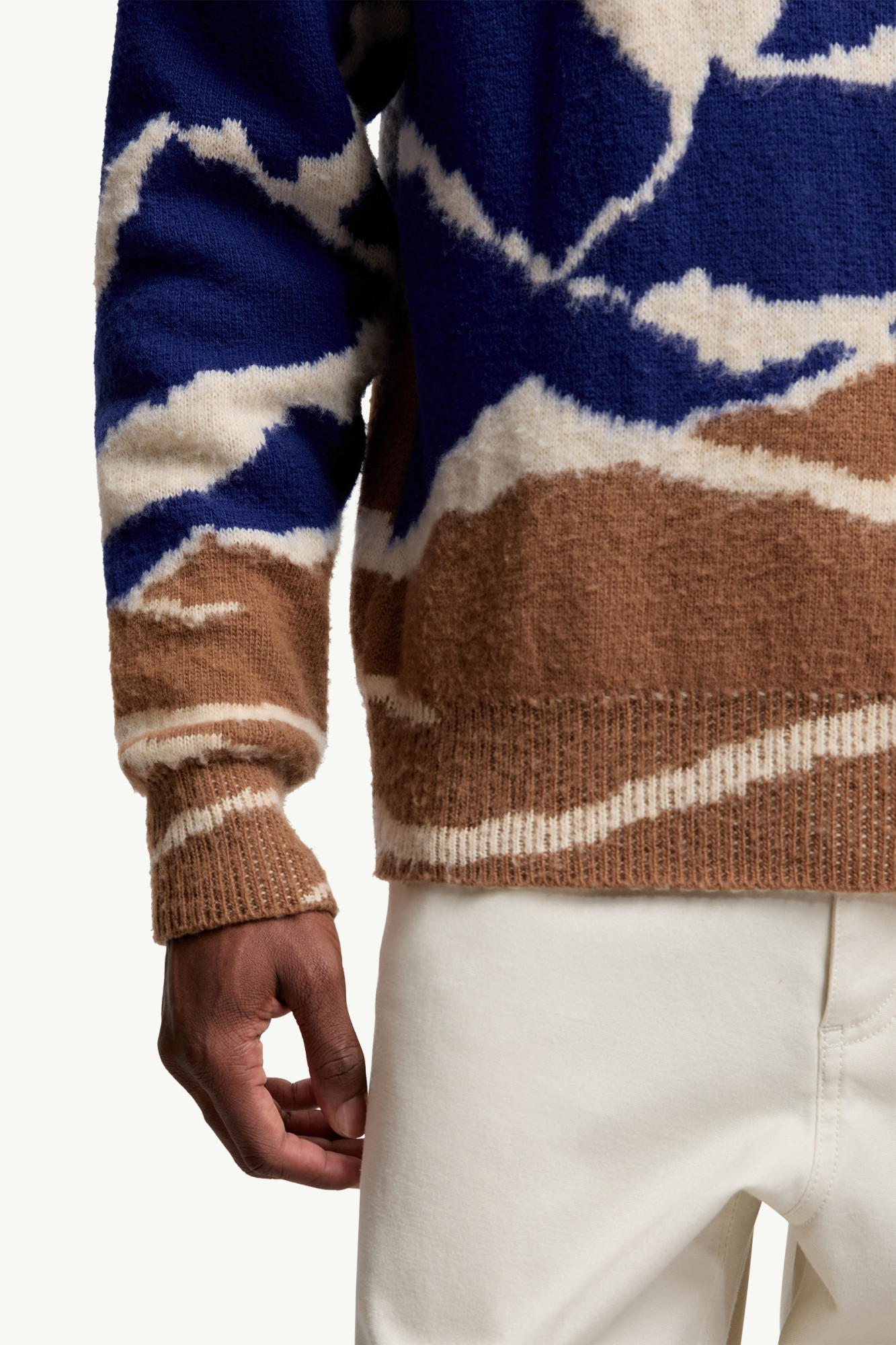 Moncler Mountain Jacquard Wool Sweater In Blue
