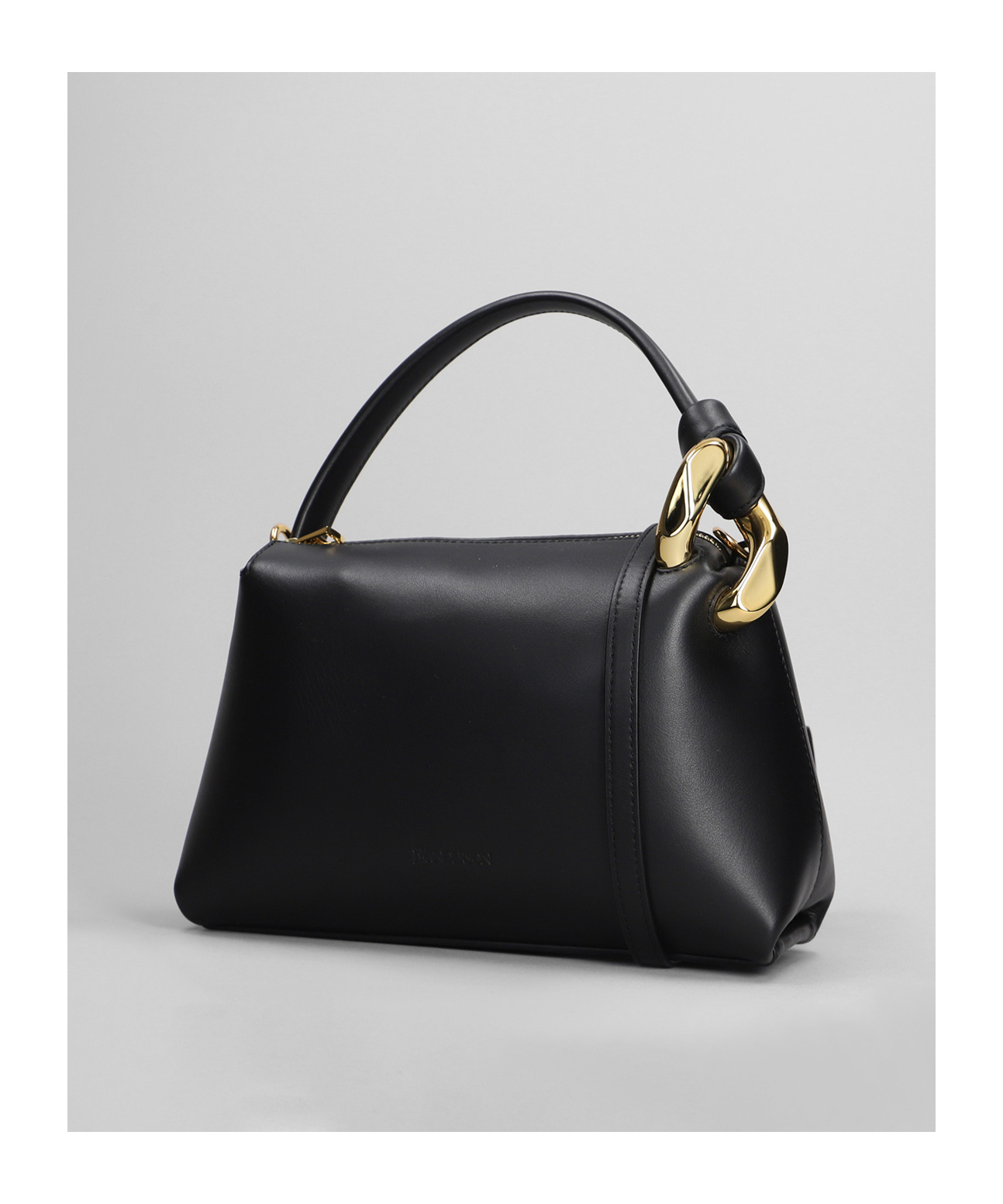 Jw Anderson Logo Debossed Top Handle Bag In Black