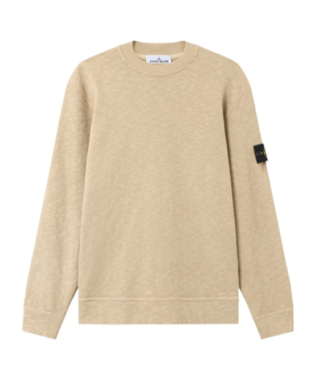 Stone Island Regular-fit Crewneck Sweatshirt With Side Inlays In Brown
